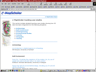 Figure 1:  Screenshot of the case study index